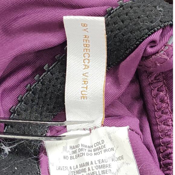 BECCA Swimsuit Size S Purple Socialite Ruffle One-Piece Plunge V-Neck Backless - Picture 6 of 12